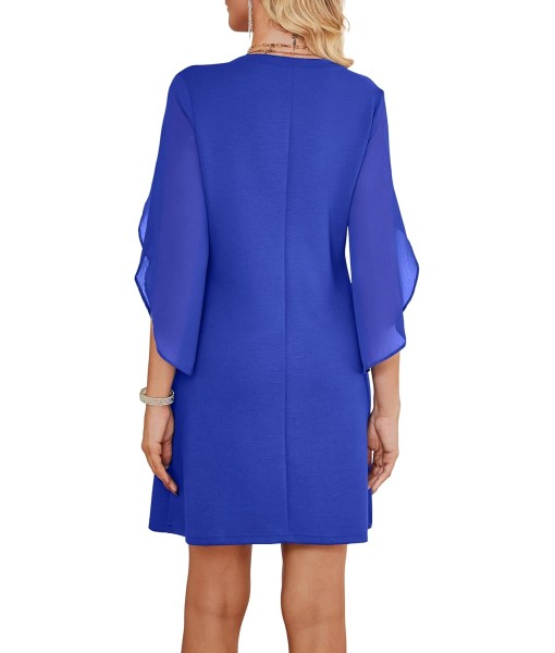 RUMIA Cocktail Dresses for Women Chiffon Sleeve Wedding Guest Dress (XS-3XL)