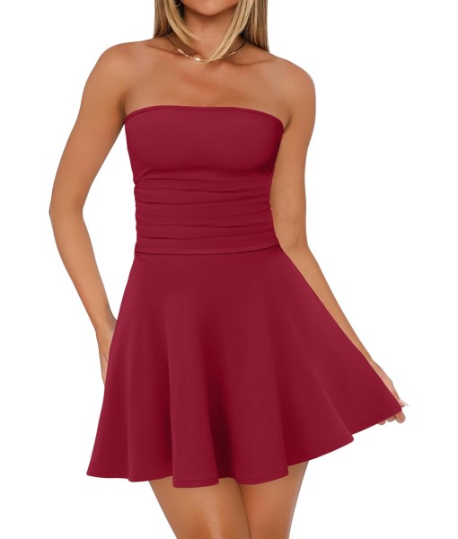 OFEEFAN Womens Tube Dresses Strapless Homecoming Graduation Formal Party Club Mini Dress Date Outfits