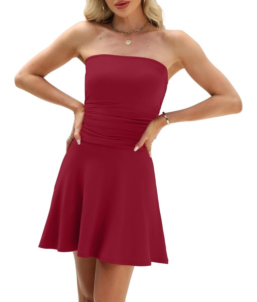 OFEEFAN Womens Tube Dresses Strapless Homecoming Graduation Formal Party Club Mini Dress Date Outfits