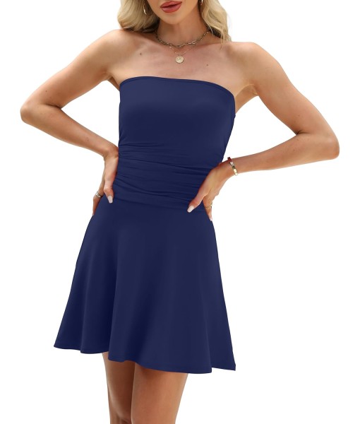 OFEEFAN Womens Tube Dresses Strapless Homecoming Graduation Formal Party Club Mini Dress Date Outfits