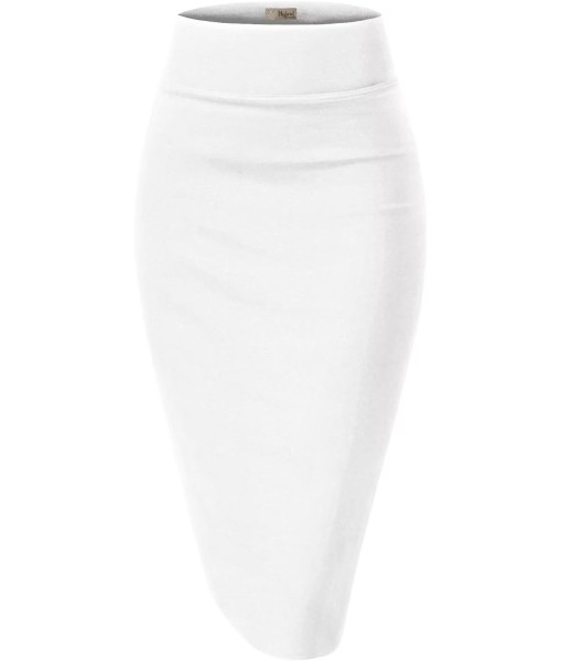 Hybrid & Company Women's Premium Nylon Ponte Stretch High Waist Pencil Suit Skirt Below Knee