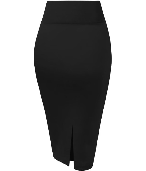 Hybrid & Company Women's Premium Nylon Ponte Stretch High Waist Pencil Suit Skirt Below Knee