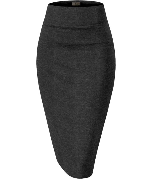Hybrid & Company Women's Premium Nylon Ponte Stretch High Waist Pencil Suit Skirt Below Knee