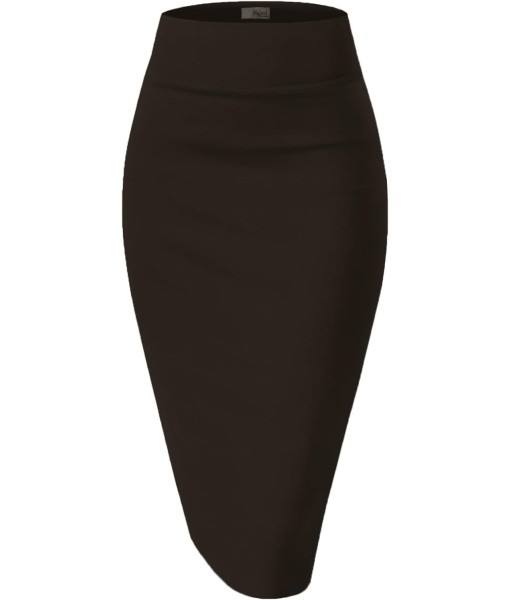 Hybrid & Company Women's Premium Nylon Ponte Stretch High Waist Pencil Suit Skirt Below Knee