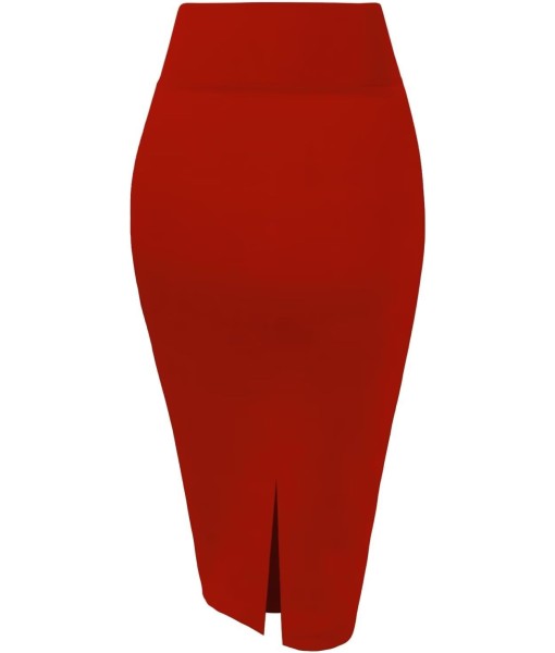 Hybrid & Company Women's Premium Nylon Ponte Stretch High Waist Pencil Suit Skirt Below Knee