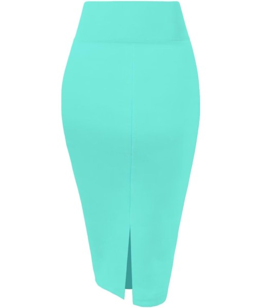 Hybrid & Company Women's Premium Nylon Ponte Stretch High Waist Pencil Suit Skirt Below Knee