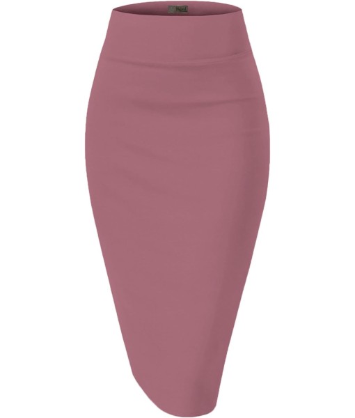 Hybrid & Company Women's Premium Nylon Ponte Stretch High Waist Pencil Suit Skirt Below Knee
