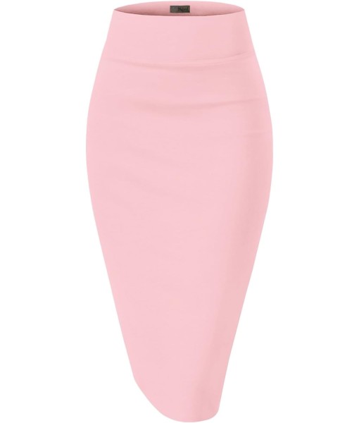 Hybrid & Company Women's Premium Nylon Ponte Stretch High Waist Pencil Suit Skirt Below Knee