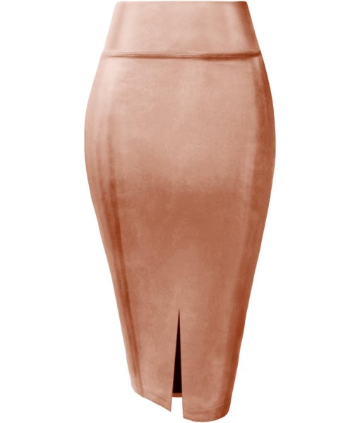 Hybrid & Company Women's Premium Nylon Ponte Stretch High Waist Pencil Suit Skirt Below Knee