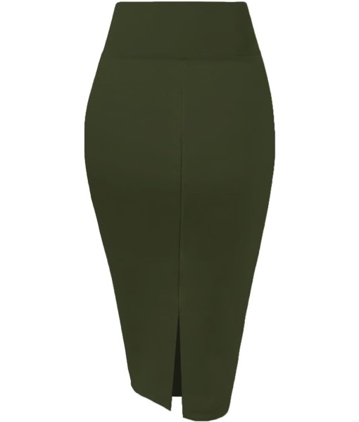 Hybrid & Company Women's Premium Nylon Ponte Stretch High Waist Pencil Suit Skirt Below Knee