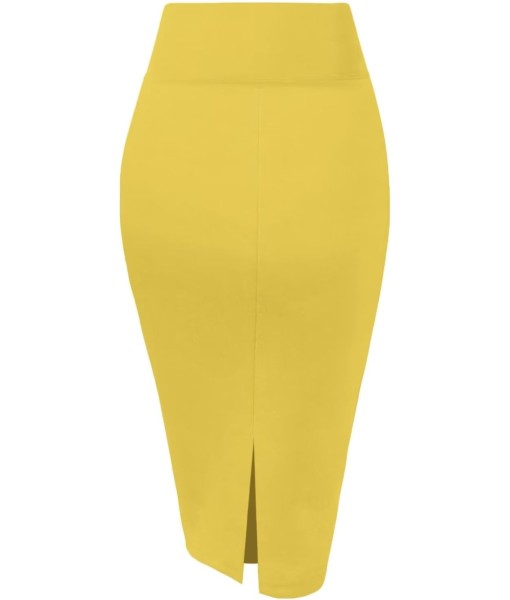 Hybrid & Company Women's Premium Nylon Ponte Stretch High Waist Pencil Suit Skirt Below Knee
