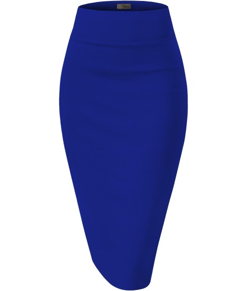 Hybrid & Company Women's Premium Nylon Ponte Stretch High Waist Pencil Suit Skirt Below Knee