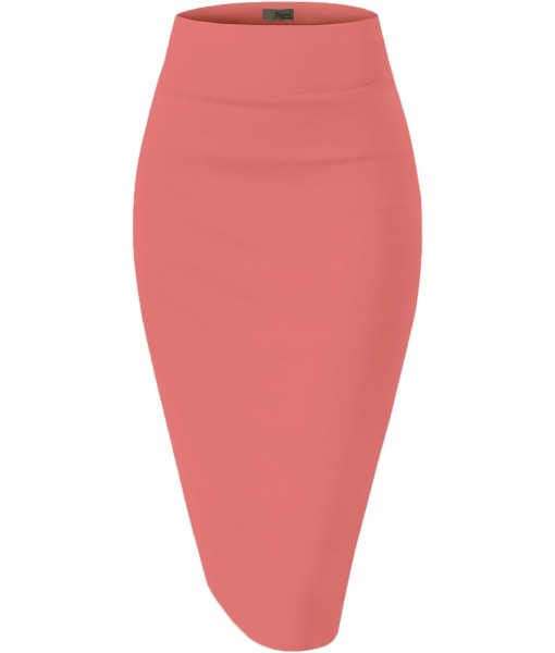 Hybrid & Company Women's Premium Nylon Ponte Stretch High Waist Pencil Suit Skirt Below Knee
