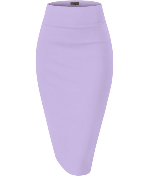 Hybrid & Company Women's Premium Nylon Ponte Stretch High Waist Pencil Suit Skirt Below Knee