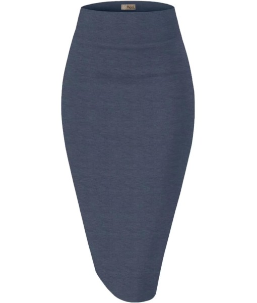 Hybrid & Company Women's Premium Nylon Ponte Stretch High Waist Pencil Suit Skirt Below Knee