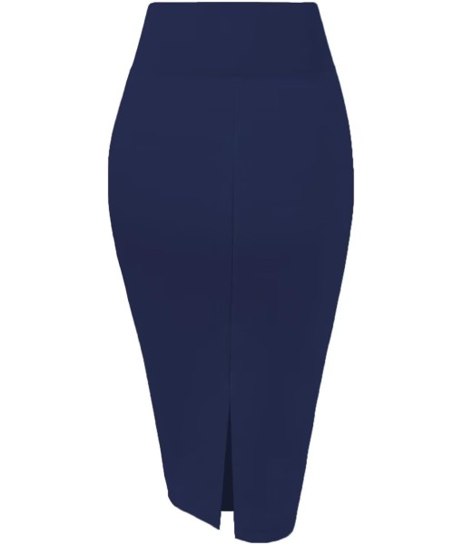 Hybrid & Company Women's Premium Nylon Ponte Stretch High Waist Pencil Suit Skirt Below Knee