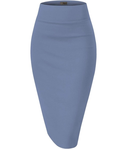 Hybrid & Company Women's Premium Nylon Ponte Stretch High Waist Pencil Suit Skirt Below Knee