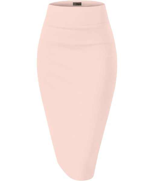 Hybrid & Company Women's Premium Nylon Ponte Stretch High Waist Pencil Suit Skirt Below Knee