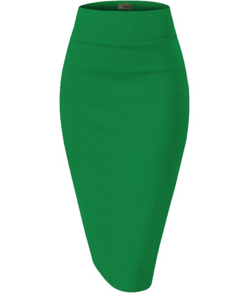 Hybrid & Company Women's Premium Nylon Ponte Stretch High Waist Pencil Suit Skirt Below Knee