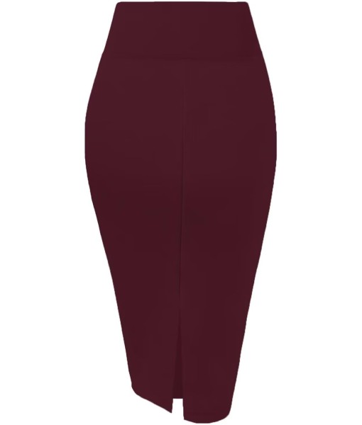 Hybrid & Company Women's Premium Nylon Ponte Stretch High Waist Pencil Suit Skirt Below Knee