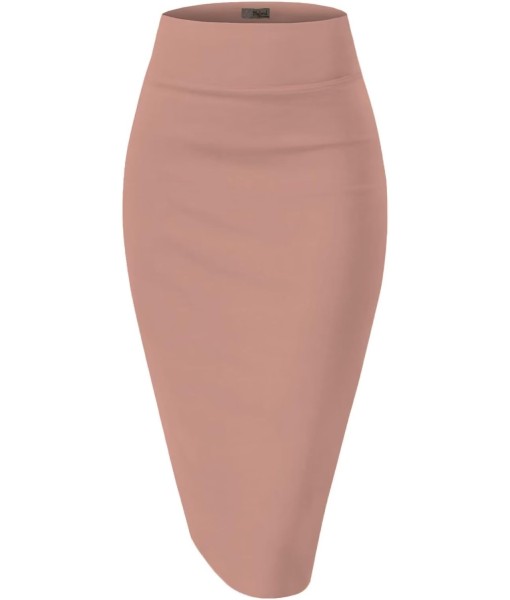 Hybrid & Company Women's Premium Nylon Ponte Stretch High Waist Pencil Suit Skirt Below Knee