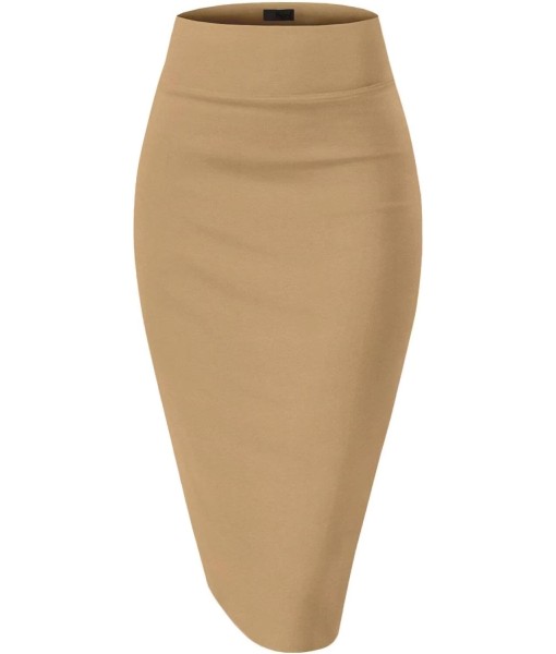 Hybrid & Company Women's Premium Nylon Ponte Stretch High Waist Pencil Suit Skirt Below Knee