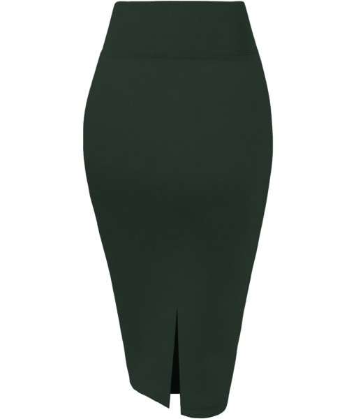 Hybrid & Company Women's Premium Nylon Ponte Stretch High Waist Pencil Suit Skirt Below Knee