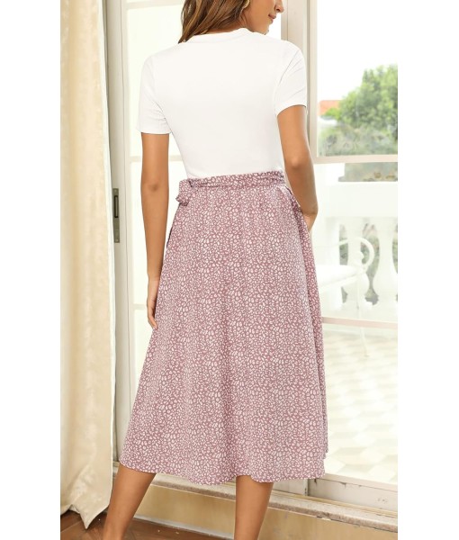 Zattcas Women 2025 Summer Dress Short Sleeve Ribbed Teacher Church Modest Business Casual Work Outfits Midi Dress