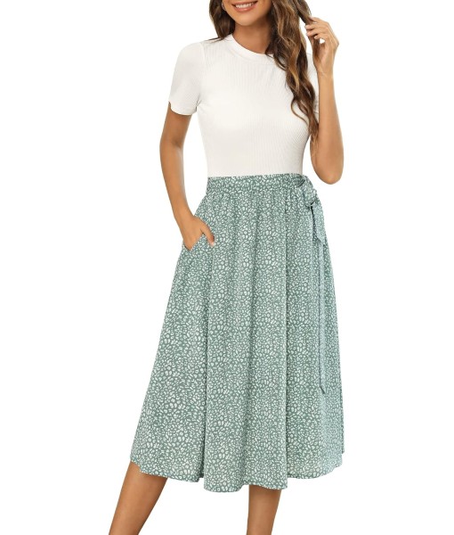 Zattcas Women 2025 Summer Dress Short Sleeve Ribbed Teacher Church Modest Business Casual Work Outfits Midi Dress
