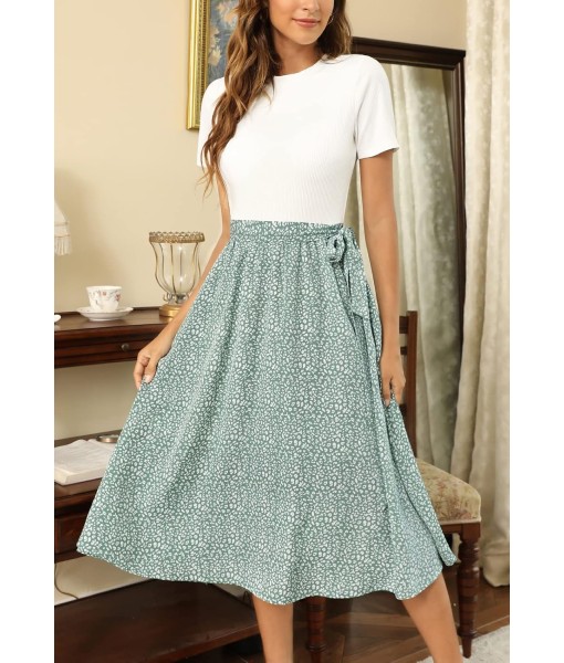 Zattcas Women 2025 Summer Dress Short Sleeve Ribbed Teacher Church Modest Business Casual Work Outfits Midi Dress