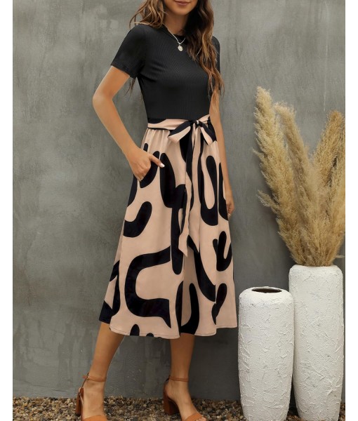 Zattcas Women 2025 Summer Dress Short Sleeve Ribbed Teacher Church Modest Business Casual Work Outfits Midi Dress