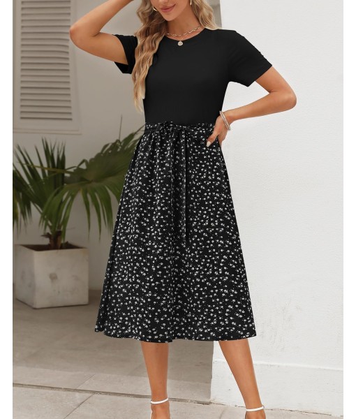 Zattcas Women 2025 Summer Dress Short Sleeve Ribbed Teacher Church Modest Business Casual Work Outfits Midi Dress