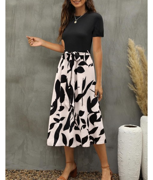 Zattcas Women 2025 Summer Dress Short Sleeve Ribbed Teacher Church Modest Business Casual Work Outfits Midi Dress