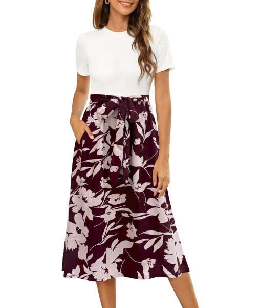 Zattcas Women 2025 Summer Dress Short Sleeve Ribbed Teacher Church Modest Business Casual Work Outfits Midi Dress