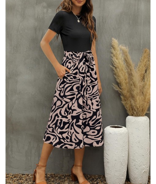 Zattcas Women 2025 Summer Dress Short Sleeve Ribbed Teacher Church Modest Business Casual Work Outfits Midi Dress