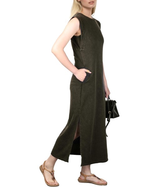 GRECERELLE 2025 Women Year-Round Casual Round Neck Loose Split Wrinkle-Free Long Maxi Vacation Dress with Pockets (XS-3XL)