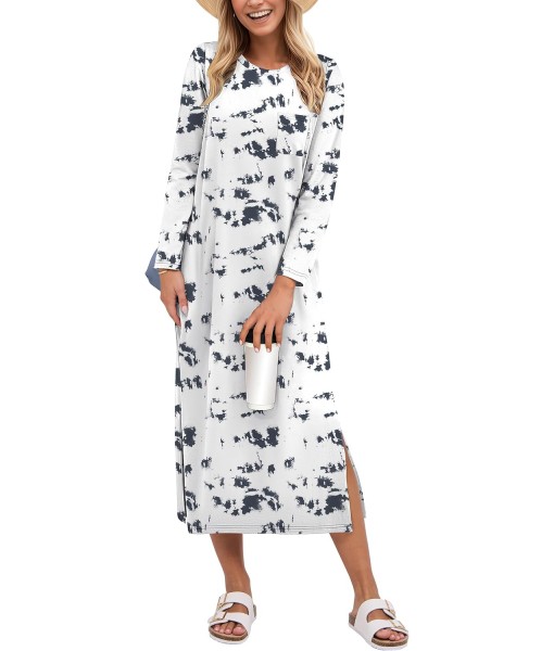 ANRABESS Womens 3/4 Long Sleeve Striped Slit Midi T Shirt Dresses with Pockets 2025 Dressy Casual Fall Fashion Travel Outfits