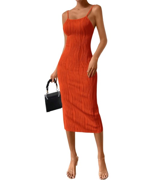PRETTYGARDEN Women's 2025 Summer Sleeveless Bodycon Dress Textured Back Slit Sexy Cocktail Party Midi Dresses