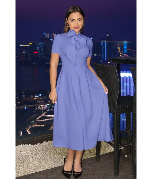 Memoriesea Women's Elegant Casual Short Sleeve Work Party A-Line Dress with Pockets
