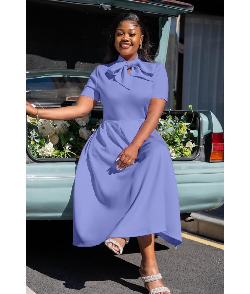 Memoriesea Women's Elegant Casual Short Sleeve Work Party A-Line Dress with Pockets