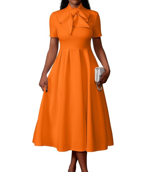 Memoriesea Women's Elegant Casual Short Sleeve Work Party A-Line Dress with Pockets