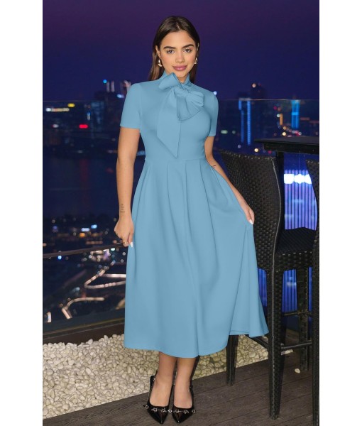 Memoriesea Women's Elegant Casual Short Sleeve Work Party A-Line Dress with Pockets