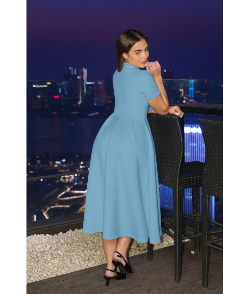 Memoriesea Women's Elegant Casual Short Sleeve Work Party A-Line Dress with Pockets