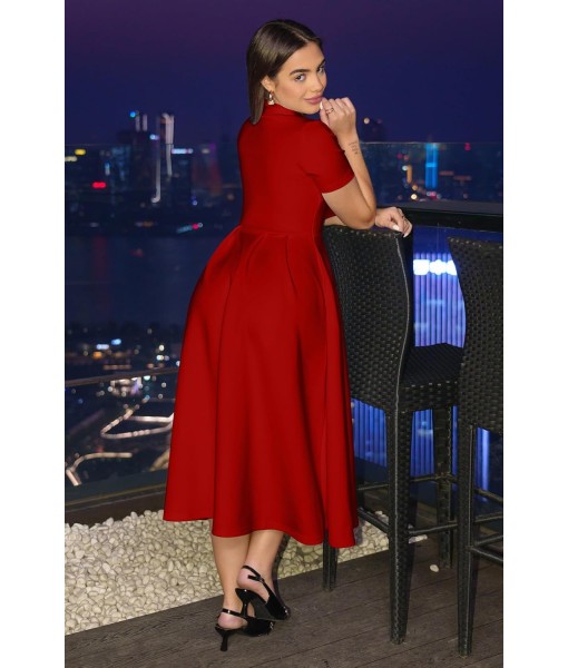Memoriesea Women's Elegant Casual Short Sleeve Work Party A-Line Dress with Pockets