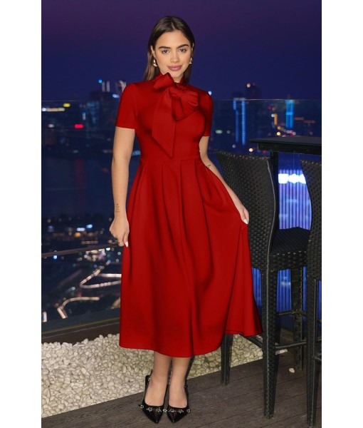 Memoriesea Women's Elegant Casual Short Sleeve Work Party A-Line Dress with Pockets