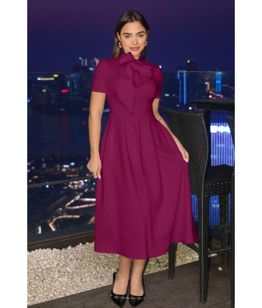Memoriesea Women's Elegant Casual Short Sleeve Work Party A-Line Dress with Pockets