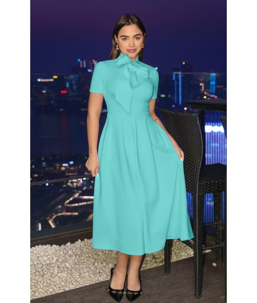 Memoriesea Women's Elegant Casual Short Sleeve Work Party A-Line Dress with Pockets
