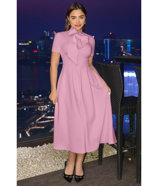 Memoriesea Women's Elegant Casual Short Sleeve Work Party A-Line Dress with Pockets