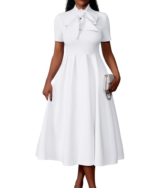 Memoriesea Women's Elegant Casual Short Sleeve Work Party A-Line Dress with Pockets