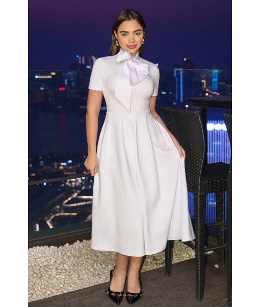 Memoriesea Women's Elegant Casual Short Sleeve Work Party A-Line Dress with Pockets